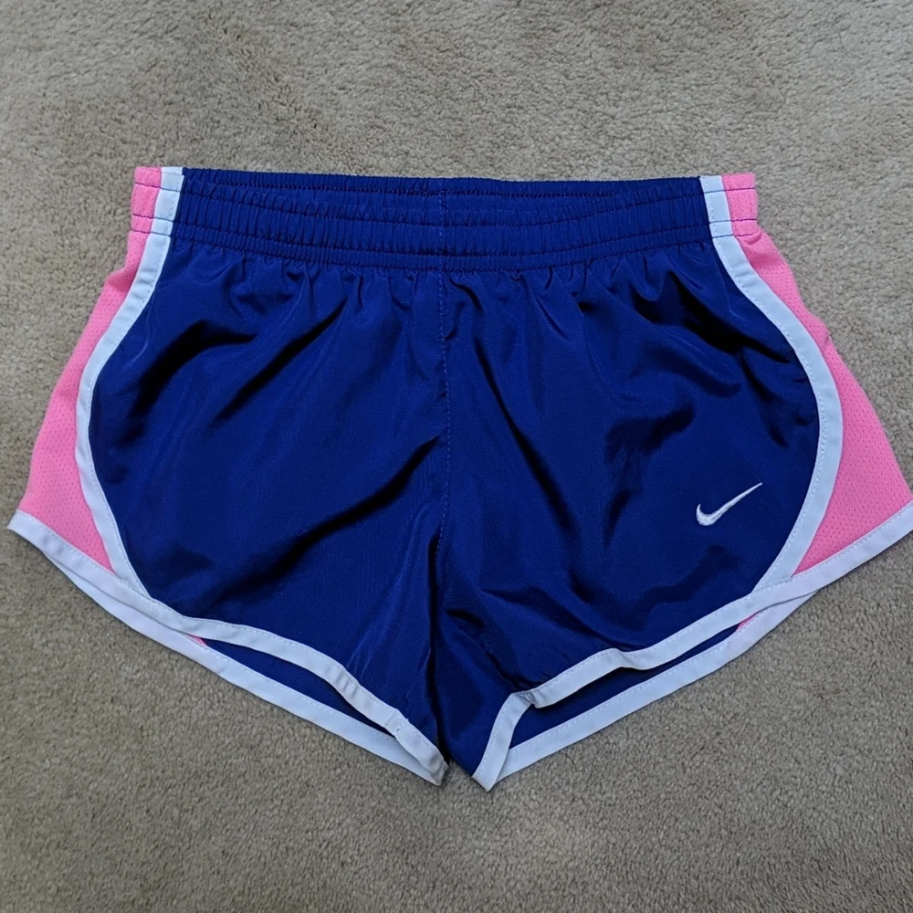 Nike girls kids Dri-Fit shorts blue and pink